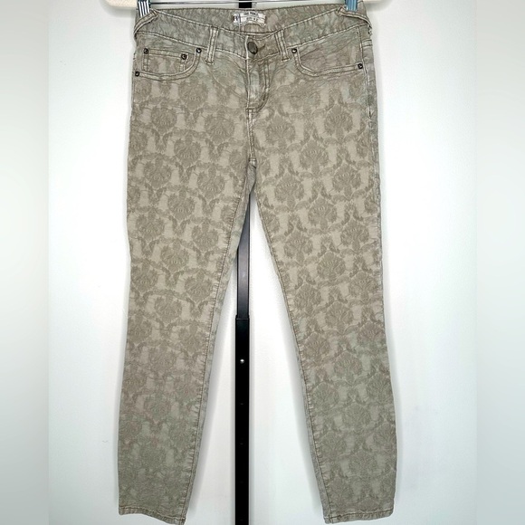 Free People Women Jacquard Texture Crop Ankle Skinny Jeans - Size 27 - Picture 1 of 6